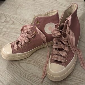 Converse Pink and White High-Top Sneakers